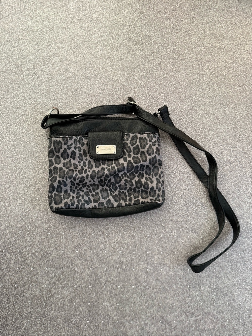 Nine West Black and Gray Leopard Crossbody Bag